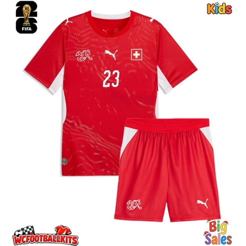 Switzerland Zeki Amdouni #23 Replica Home Stadium Kit for Kids World Cup 2026 Short Sleeve (+ pants)